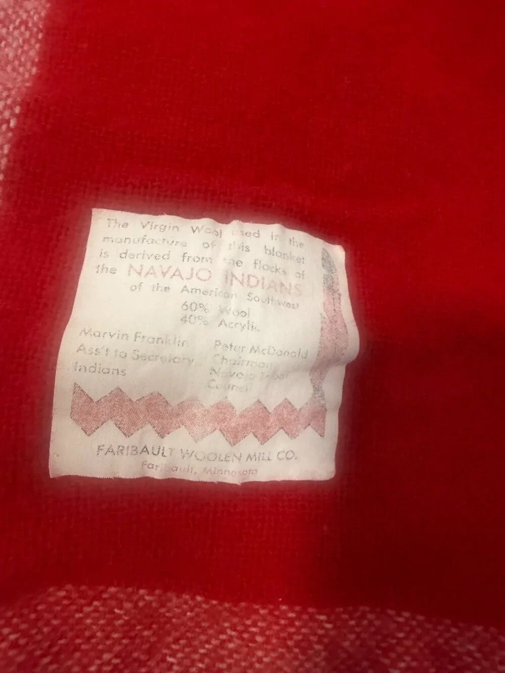 Faribault Woolen Mill Navajo Wool Blanket Set 2 Red Plaid Throw Vintage Stadium